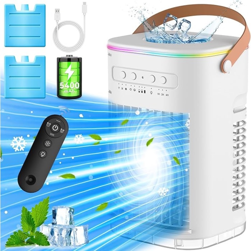 Portable White Air Cooler with Remote